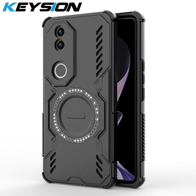 KEYSION Hollow การกระจายความร้อนสําหรับ VIVO V50 5G ซิลิโคน + PC Magnetic Cooling กันกระแทกฝาครอบโทรศัพท์สําหรับ VIVO V50 5G