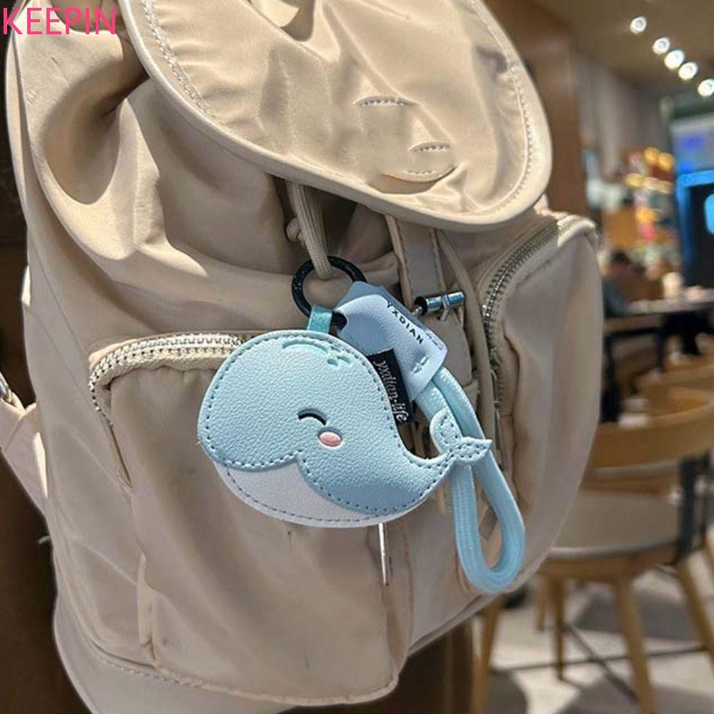 KEEPIN จี้ปลาโลมา, พวงกุญแจปลาโลมาปลาวาฬฉลาม, กระเป๋าแฟชั่น Charms หนัง PU ของขวัญวันเกิดพวงกุญแจรถนักเรียน