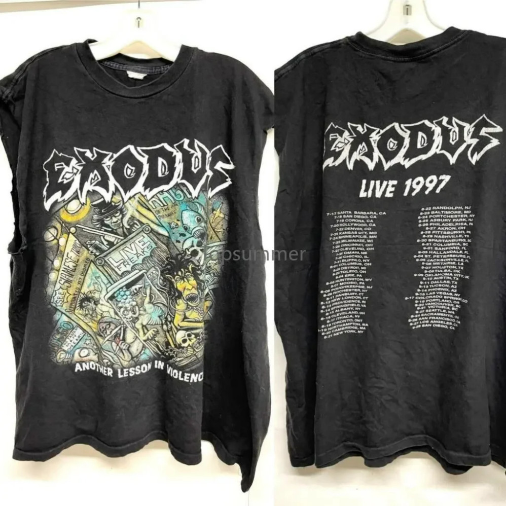 BAJU Vtg Exodus Lesson In Violence Live Tour T เสื้อ Xl 602 S-5XL