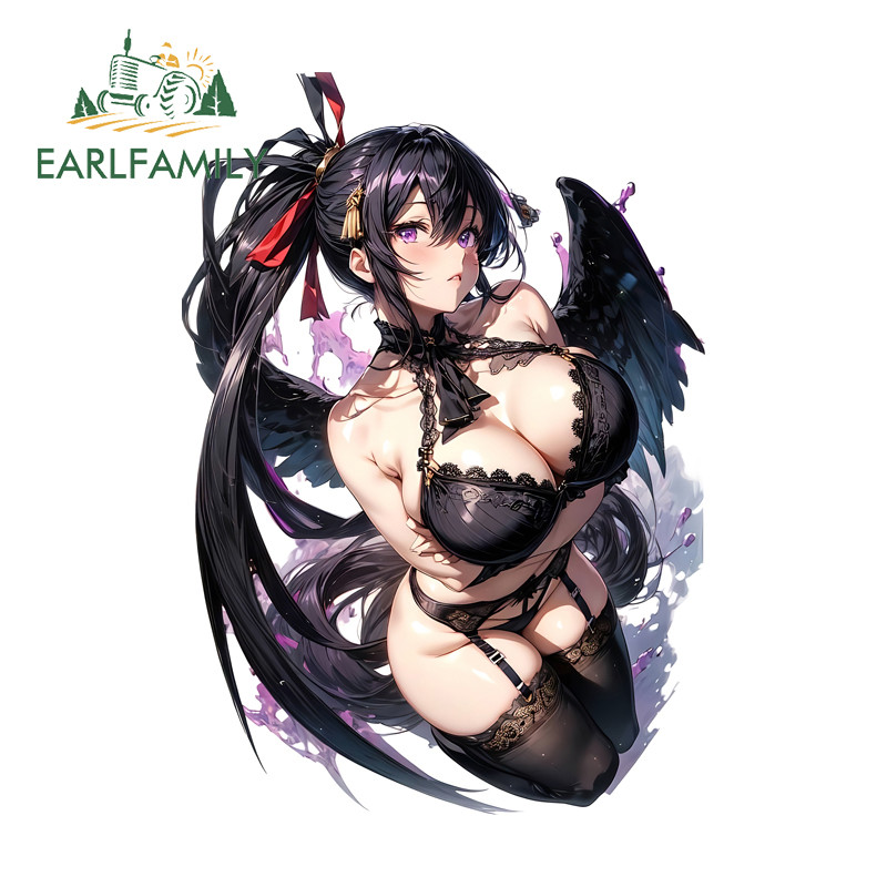 EARLFAMILY High School Dxd Akeno Himejima รถสติกเกอร์แฟชั่น Scratch-Proof ประตูรถ Windows สกู๊ตเตอร์ JDM Decal Creative กันน้ํา Graffiti