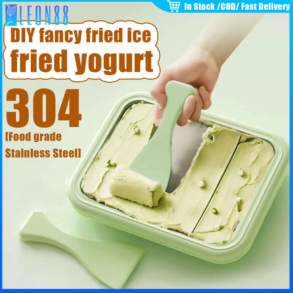 ของมาใหม่！เครื่องทำไอติมผัด ถาดผัดไอติม ทำไอติมแข็ง DIY เครื่องทอดโยเกิร์ต