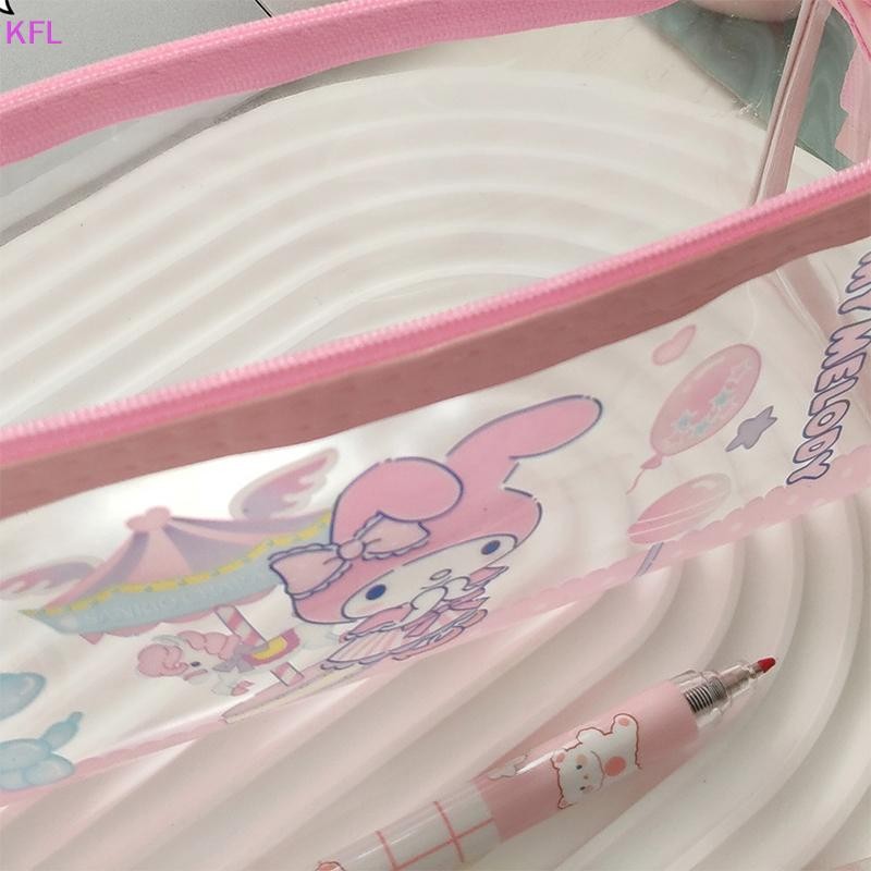 (KFL) กระเป๋าปากกา Sanrio Kawaii Hello Kitty PVC กระเป๋าเก็บเครื่องเขียนอะนิเมะความจุขนาดใหญ่กระเป๋าดินสอโปร่งแสงนักเรียนอุปกรณ์ของขวัญขายร้อน