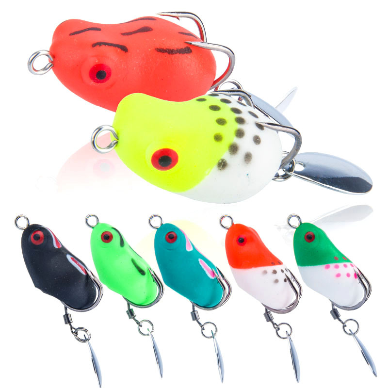 1PCS 3 ซม./4.2g กบนุ่มเหยื่อตกปลา Soft Lure ตะขอคู่ Topwater Ray