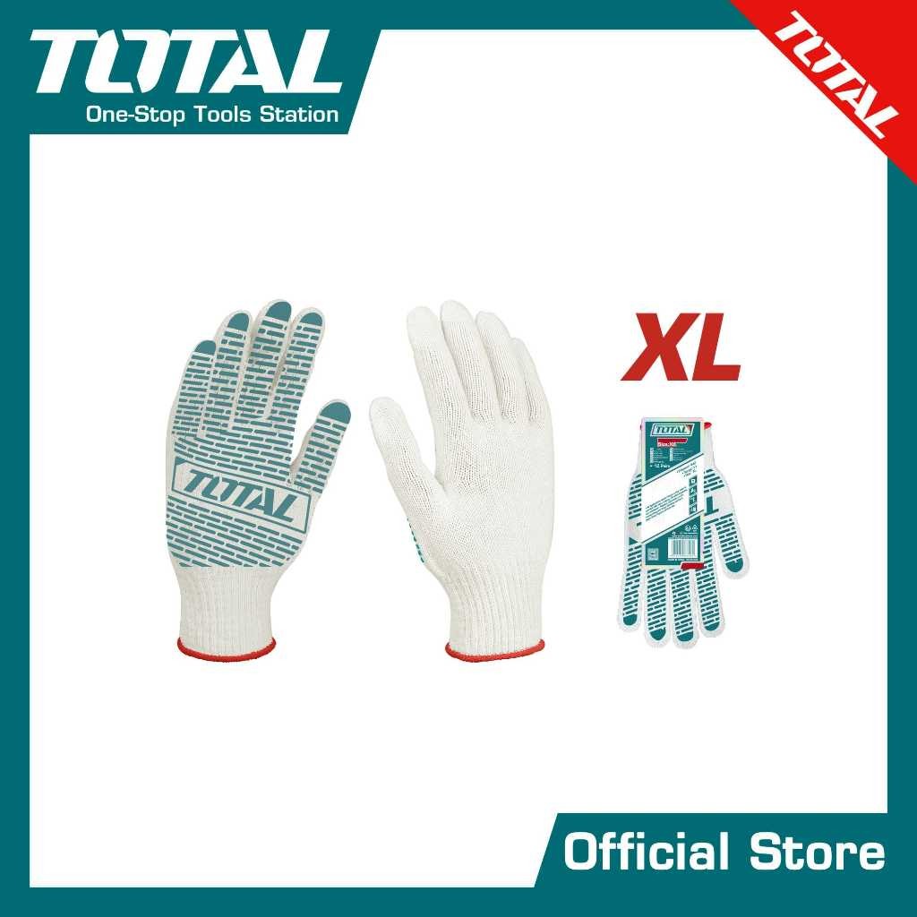 ถุงมือผ้าคอตตอน(กันลื่น) 6 ขีด TOTAL #TSP11102