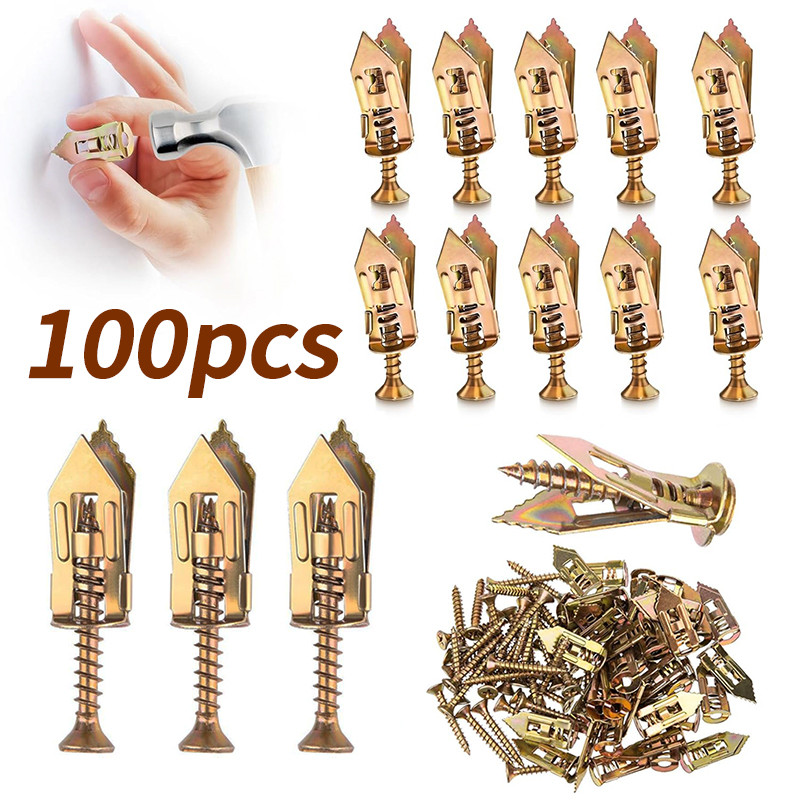 100 ชิ้นงานไม้สกรูเจาะสกรูผีเสื้อ Anchor Bolts ผีเสื้อ Anchor Bolts สกรูขยาย Scre