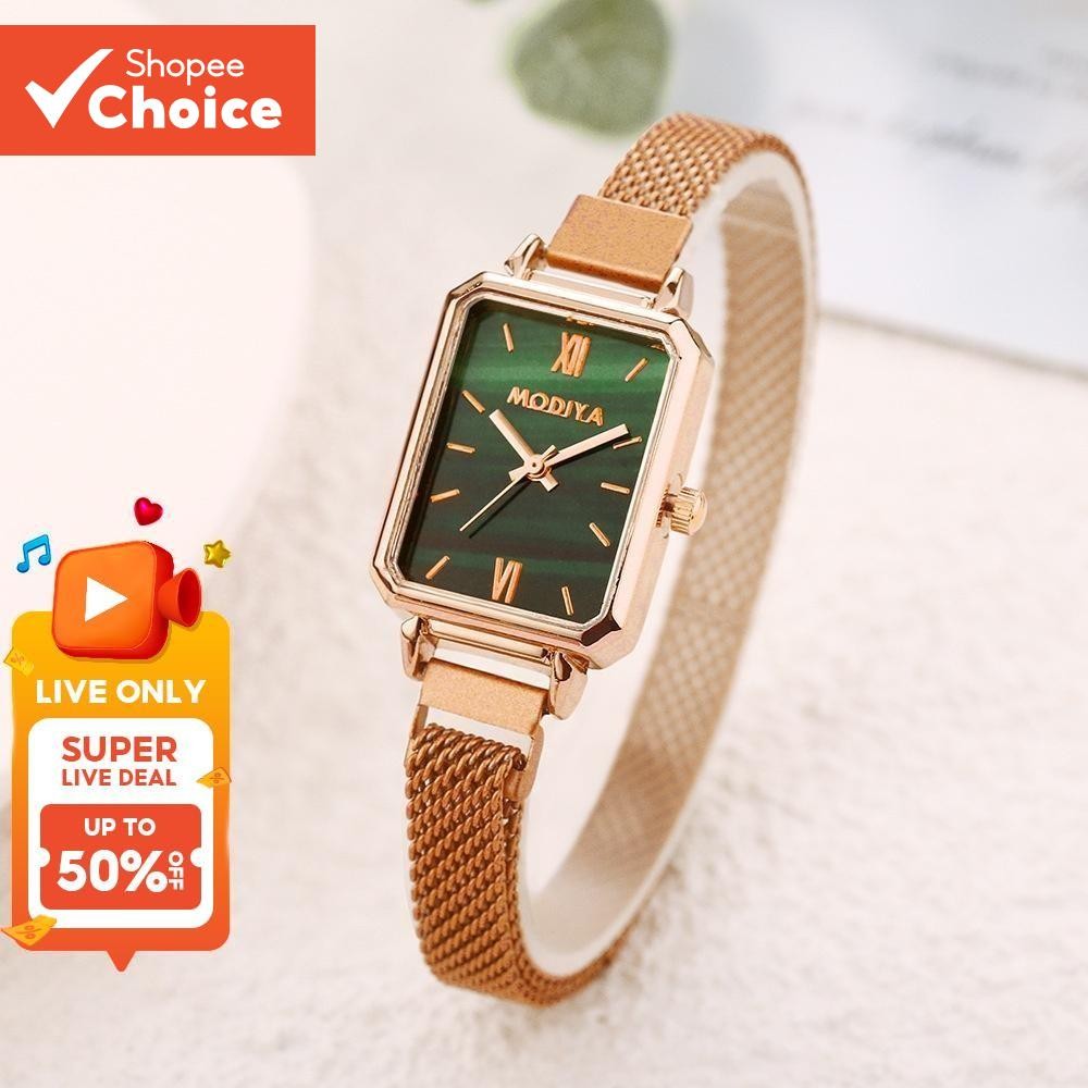 นาฬิกาแฟชั่นควอตซ์ทรงสี่เหลี่ยมธุรกิจลําลองสําหรับผู้หญิง ราคา ถูกที่สุด ดีลบีเคเค