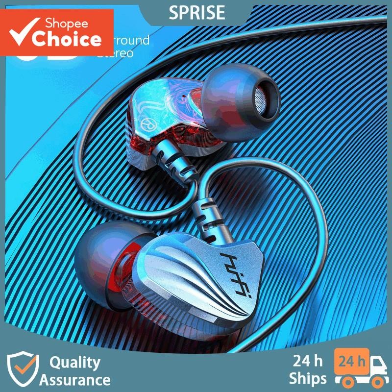 Sprise HiFi ชุดหูฟังสเตอริโอ 6D พร้อมไมโครโฟน ควบคุมสาย 3.5 มม.