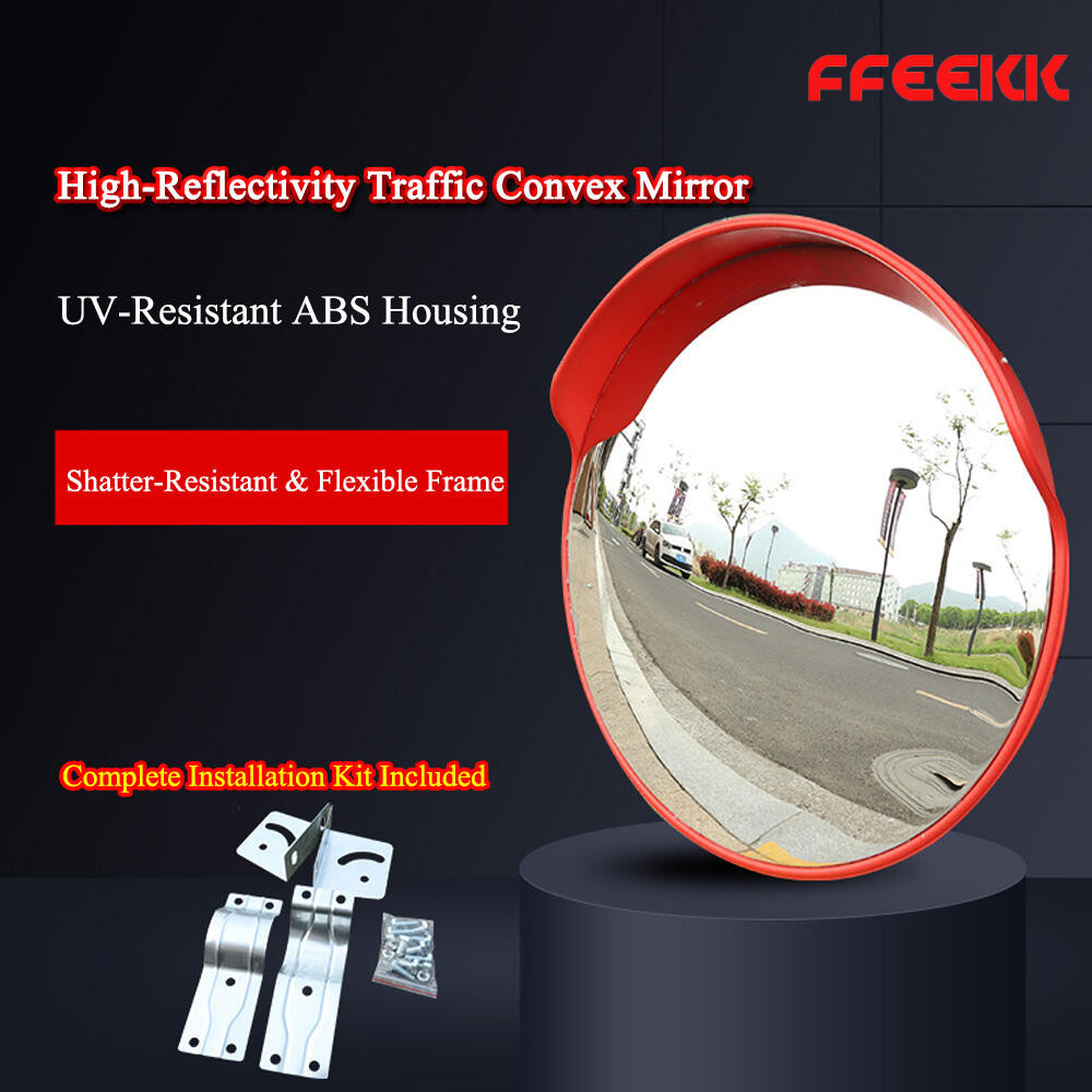 กระจกนูน กระจกโค้งจราจร อุปกรณ์จราจร กระจกยุบตัวได้ไม่แตก มีปีกกันฝน 18”, 24” Traffic Convex Mirror