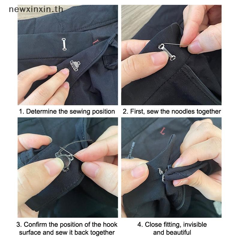 ^N^ 10เซ็ตโลหะกางเกงสูทกางเกงตะขอกระดุมกระโปรงกางเกงเสื้อผ้าที่มองไม่เห็นตะขอ ทําเอง กางเกงปรับหัวเข็มขัดอุปกรณ์เย็บผ้า {ที} - รูปที่ 3