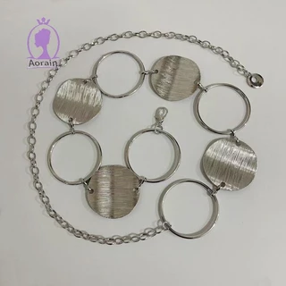 # ANTH # แฟชั่นโลหะรอบแผ่นดิสก์ Splicing ผู้หญิงเอวชุดตกแต่ง Body Chain เครื่องประดับอุปกรณ์เสริม .