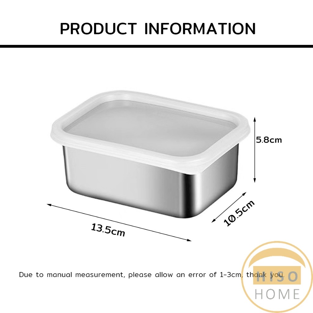 Hiso กล่องใส่อาหารสแตนเลส น้ำหนักเบา มาพร้อมฝาปิด ไม่ขึ้นสนิม กล่องใส่น้าพริก 1 ชิ้น sealed box - รูปที่ 6