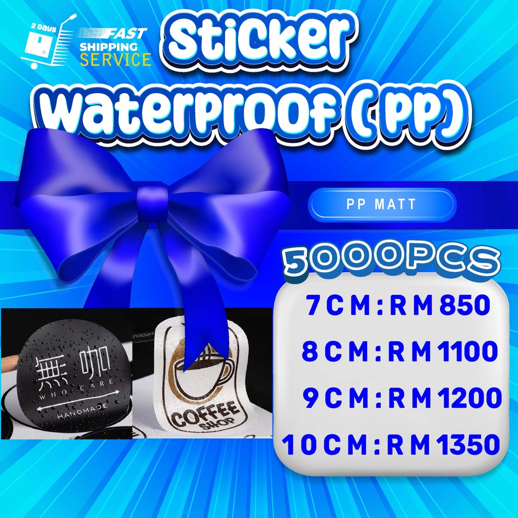 (7-10CM) สติ๊กเกอร์กันน้ํา 5000 ชิ้น (KALIS AIR) + ตัด**