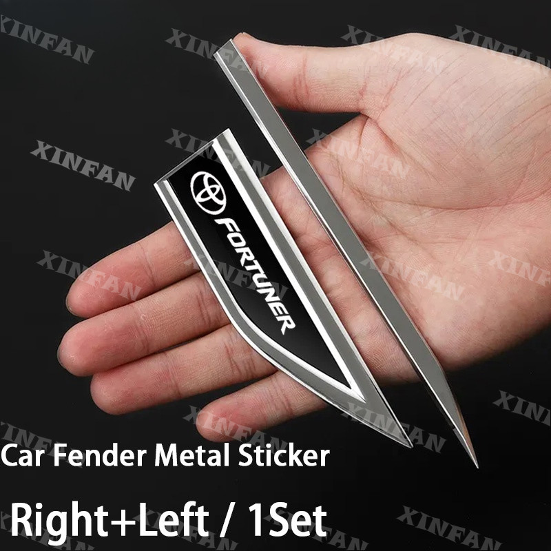 Toyota Fortuner รถสแตนเลสรถประตู Fender 3D โลหะด้านข้างสติกเกอร์โลโก้ (ซ้ายและขวา) สําหรับ Fortuner 
