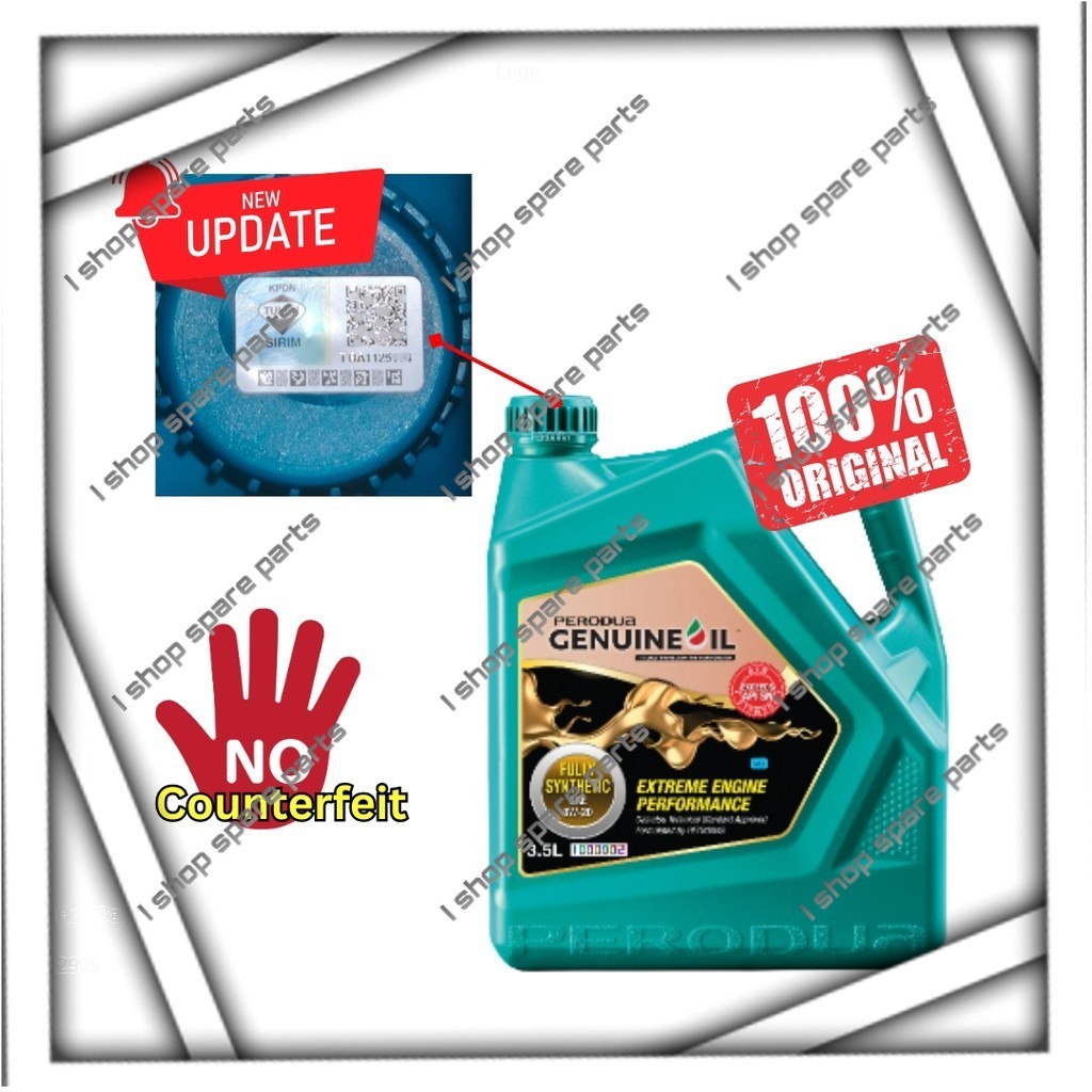 PERODUA 0W20 0W-20 (3.5L) FULLY SYNTHETIC ENGINE OIL MINYAK HITAM BEZZA AXIA MYVI 2018> ARUZ 15601-P
