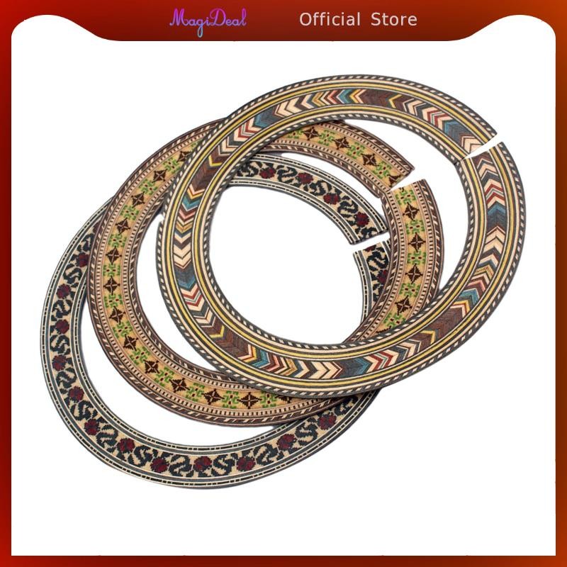 [MAGIDEAL] 3 ชิ้นไม้อะคูสติกกีตาร์คลาสสิก Soundhole Rosette ฝัง DIY Luthier ซัพพลายเครื่องมือ