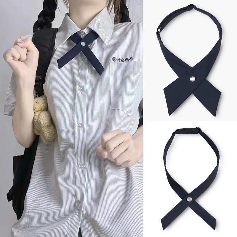 โบว์คอเสื้อนักเรียนสไตล์ JK สีแดง-ดํา แบบไขว้ แฟชั่นวัยรุ่น พร้อมส่ง