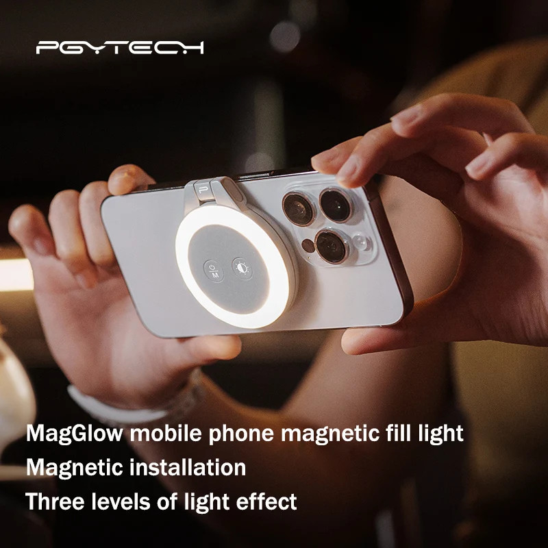 ที่จับถ่ายภาพโทรศัพท์มือถือ PGYTECH แสงเติมแม่เหล็ก ที่จับ MagCam ควบคุมระยะไกลด้วยบลูทูธ ช่วยเหลือก