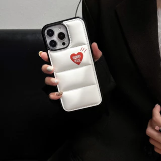 Love Heart simple Down JacketสําหรับIPHONE 16 15 14 13 12 11 PROMAX PLUS MINIฝาครอบป้องกันTPUกรณี