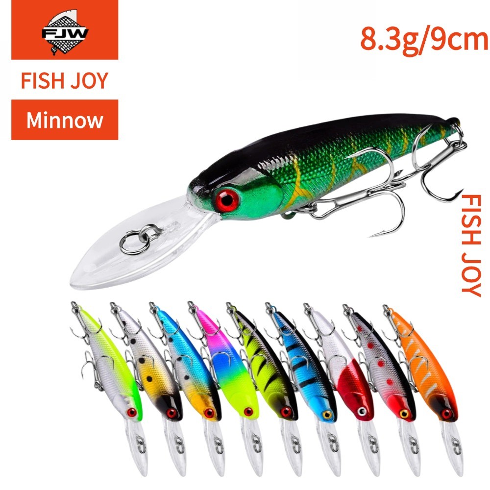 F10 ตกปลา ปลาปลอม เหยื่อเรืองแสง 3D ตาปลา สีสันสดใส ลายพราง ลายสาดสี ปลายแหลม สะพานเหยื่อ