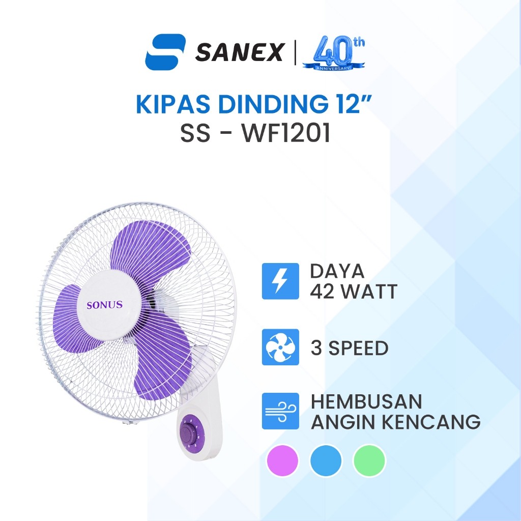 SONUS พัดลมติดผนัง 12 นิ้ว SS-WF-1201