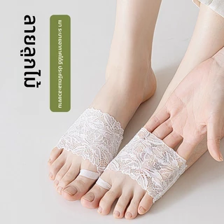 ลูกไม้สีดําถุงเท้าครึ่งปาล์มผู้หญิงฤดูร้อนบาง Low-Top ตาข่าย Breathable สีขาวที่มองไม่เห็น Anti-Slip สูง