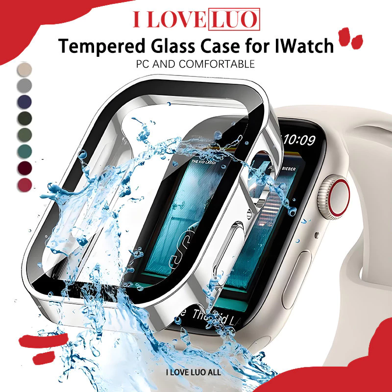 ปกกระจกนิรภัย PC กรณีแข็ง for IWatch Apple Watch Ultra/SE 3 2 Series 11 10 9 8 7 6 5 4 3 49mm 46mm 45 41mm 42 38mm 40mm