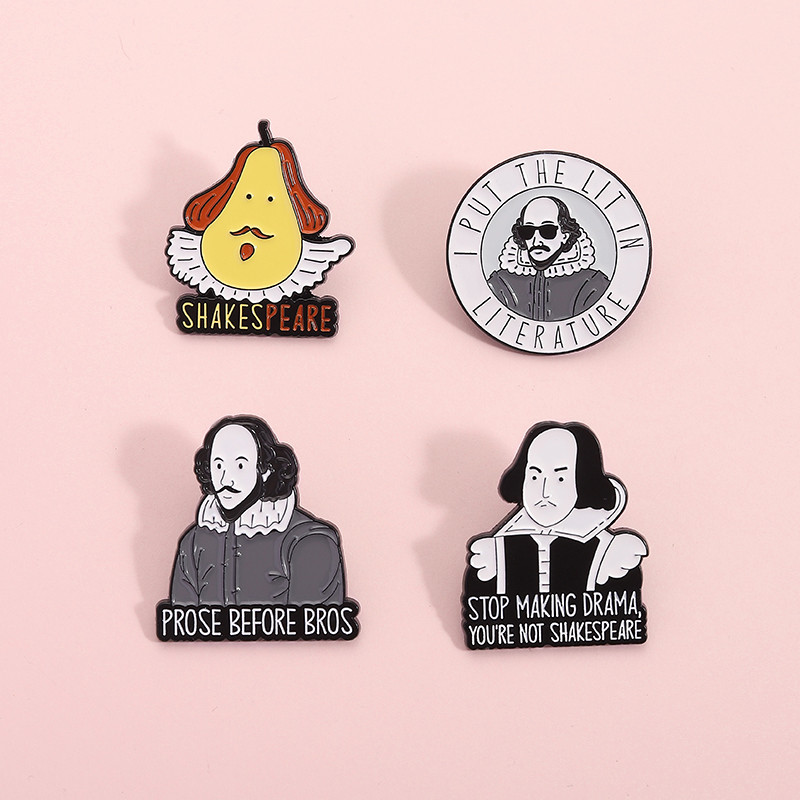 William Shakespeare เข็มกลัด Pins วรรณกรรมตัวเลขเข็มกลัดป้ายโลหะของขวัญ