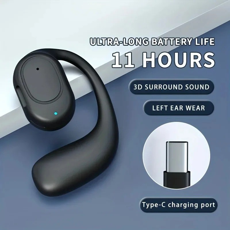 BONINE หูฟังการนํากระดูกแบบหูเดียว Earhook Hedset Bluetooth 5.4 Business Headset หูฟังไร้สายอายุการใ