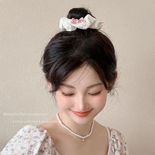 ยางรัดผมโทนสีชมพูน่ารักๆ ติดโบว์ พร้อมส่ง