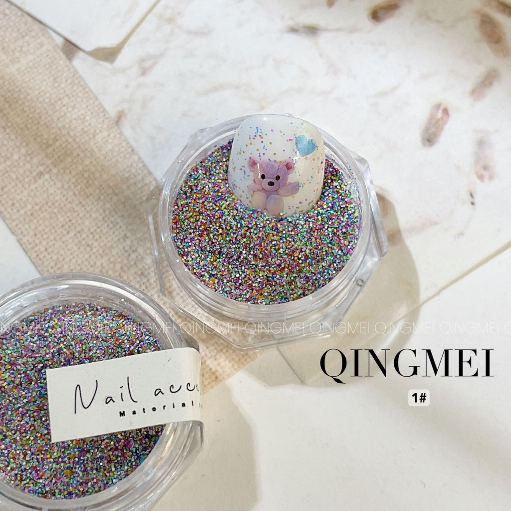 สไตล์เกาหลี อิน สั้นเล็บอนุภาคบรรยากาศวัสดุผงวันหยุดที่มีสีสันฤดูร้อนน้ําตาลผสมผงหินขัดผง - รูปที่ 4