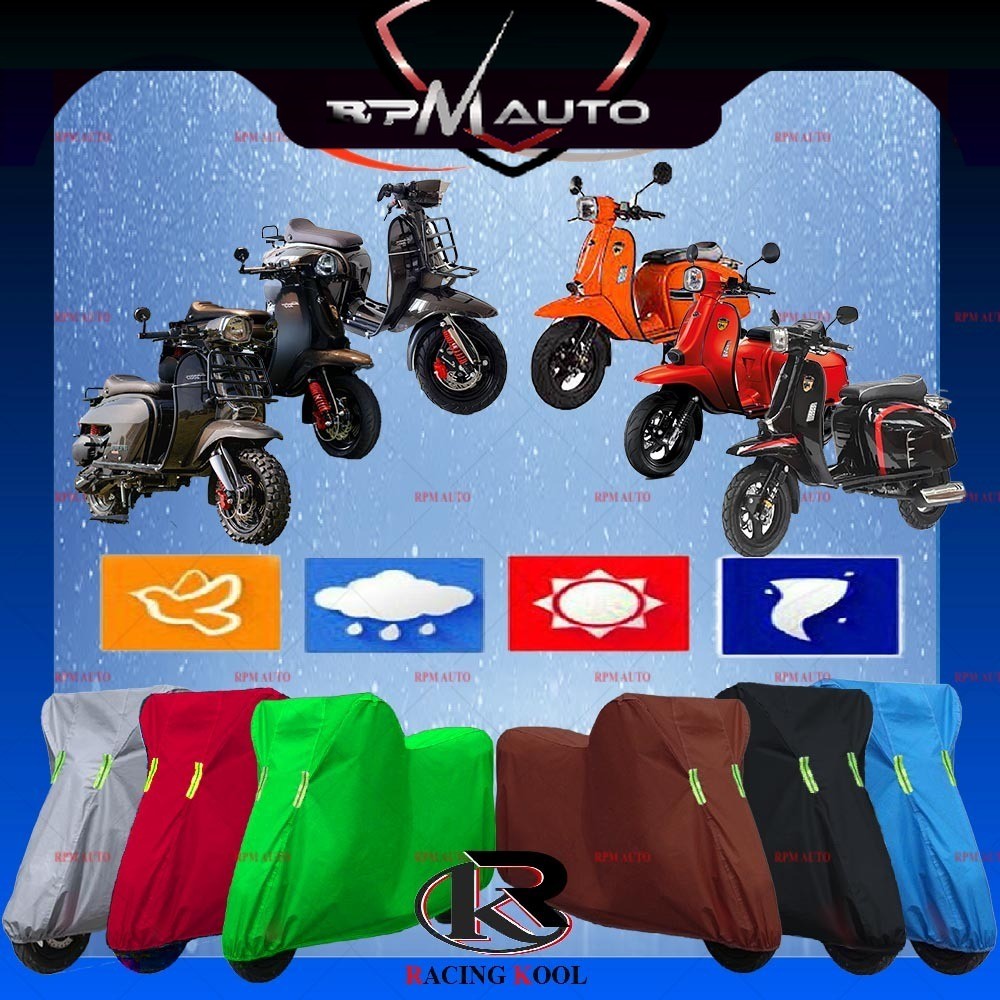 SCOMADI รถจักรยานยนต์ Racingkool-MotorCover ป้องกันกันน้ําฝุ่น UV TT-125i TT-200 TT-250 TECHNICA-125