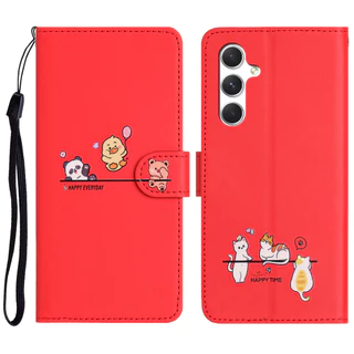 เคส Case for Samsung Galaxy A17 A27 A37 A57 A07 A06 A16 A26 A36 A56 A15 A25 A35 A55 A14 A34 A54 A13 A23 A33 A53 A52 5G A04 A04s เคสโทรศัพท์หนังฝาพับพร้อมช่องใส่บัตรสําหรับ Cartoon Wallet PU Leather Cover With Card Slots Soft TPU Shell Strap DWLY