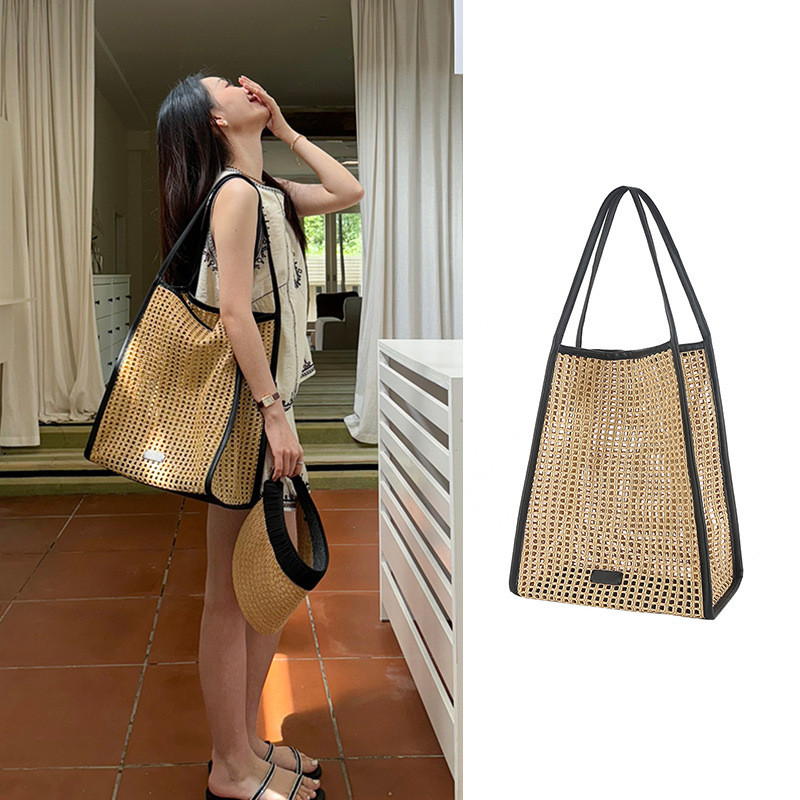 [รูปแบบใหม่] khai * กระเป๋าผ้าใต้วงแขนสุภาพสตรีกระเป๋าสะพายวันหยุด Hollow Messenger Beach Seaside Ba