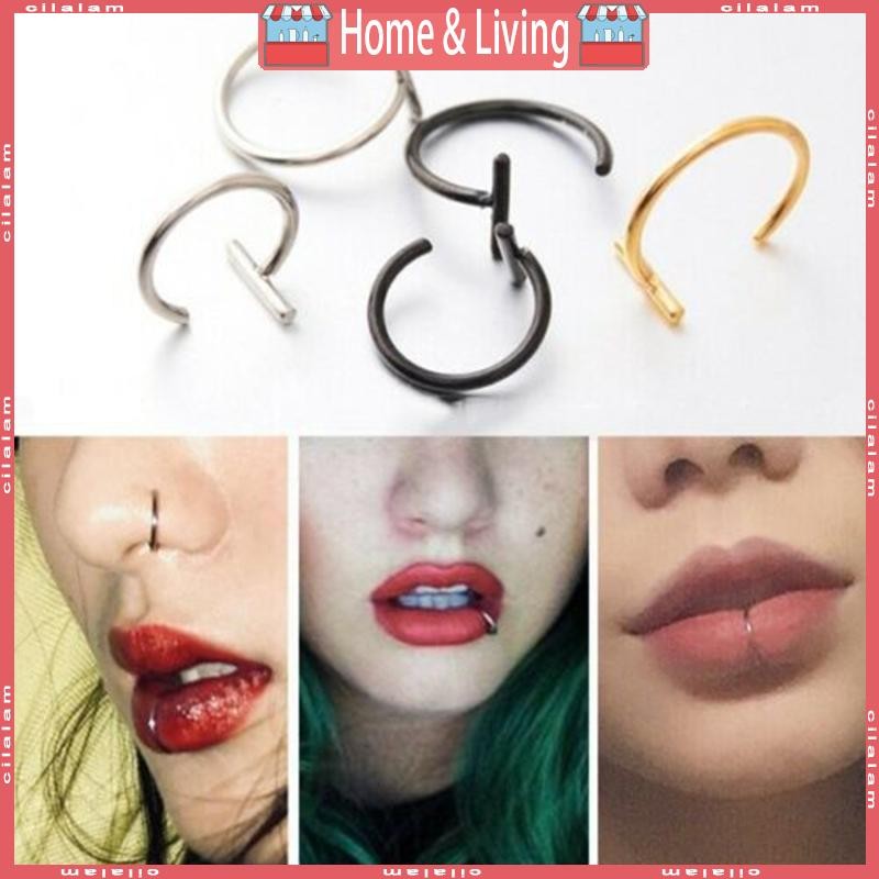 CI 5 ชิ้นปลอมเจาะชุดหู Lip แหวนจมูกปลอมไดอะแฟรมคลิป Perforated Lip Hoop Body เครื่องประดับ