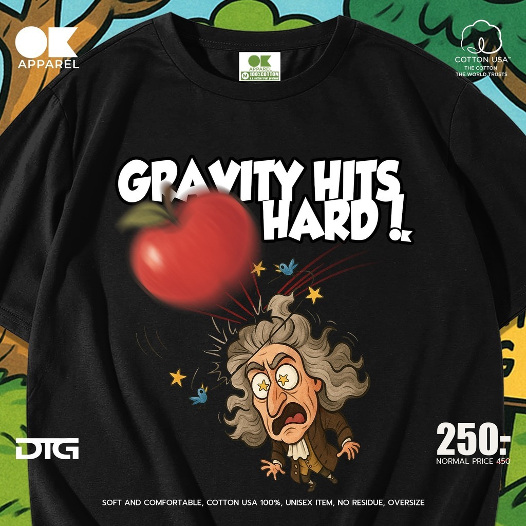 [ส่งสินค้า  เร็ว] เสื้อยืดคอกลมแขนสั้น ลาย Sir Isaac Newton Oversize Cotton ⚡️USAคุ้มสุด!⚡️