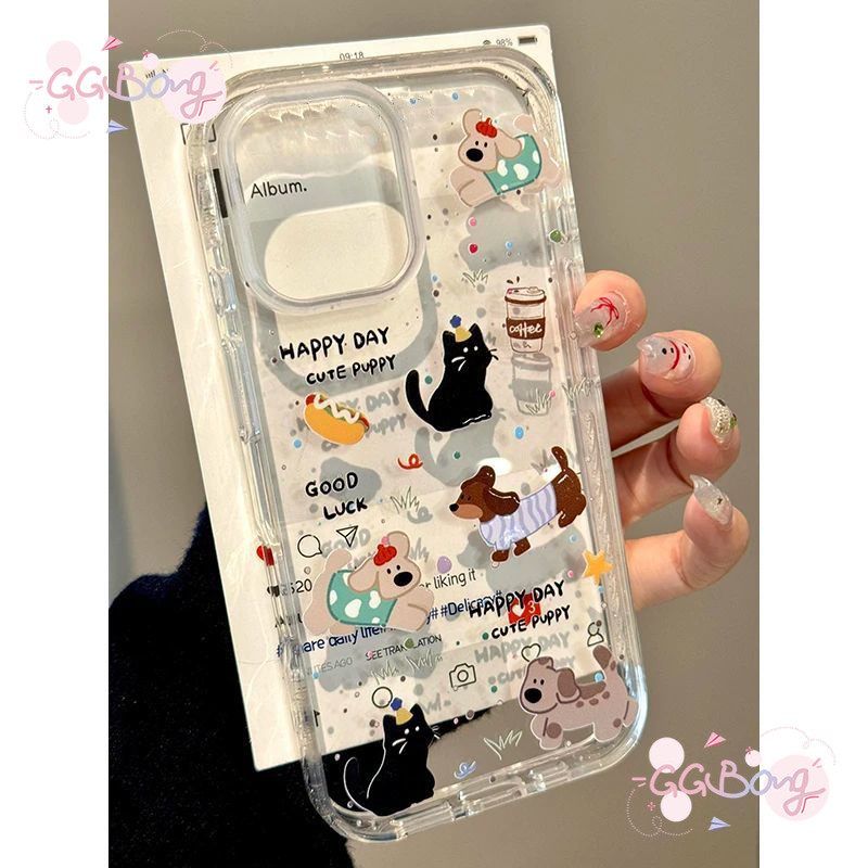 เคสไอโฟน 15 เคส IPhone 16 15 XR 13 11 12 14 Pro Max XS X Max 7 8 Plus SE การ์ตูนคู่รัก ดัชชุนด์ ลูกสุนัข ลูกแมว ปกน่ารัก