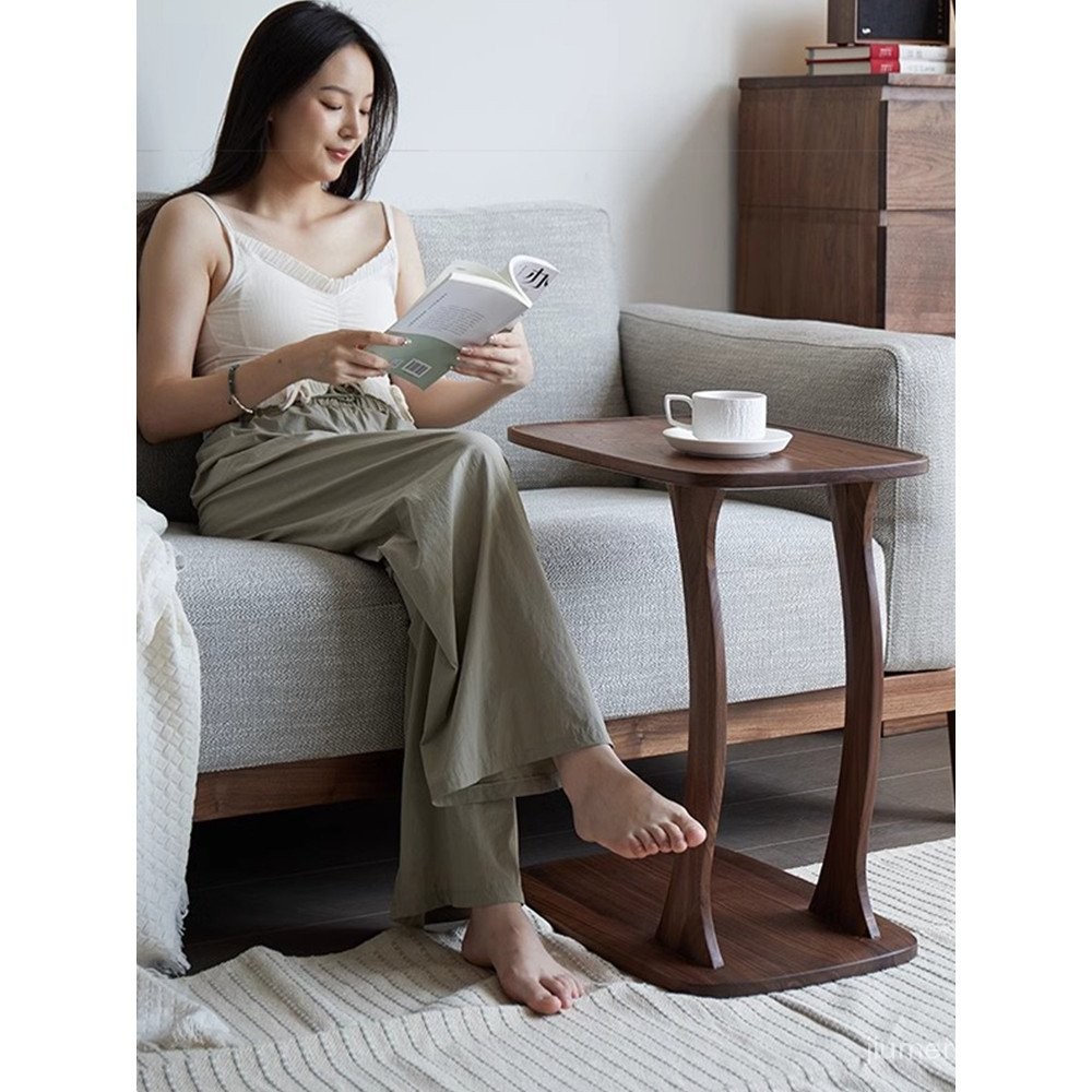 โต๊ะข้างโซฟาไม้ Walnut สีดำจากอเมริกา โต๊ะเข้ามุม โต๊ะกาแฟเล็กในห้องนั่งเล่น โต๊ะชาไม้เนื้อแข็ง โต๊ะ
