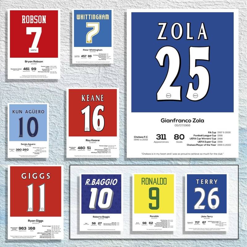 โปสเตอร์ลิเวอร์พูล Mohamed Salah Steven Gerrard Robbie Fower Virgil van Dijk Legend Stats พิมพ์ผ้าใบฟุตบอล
