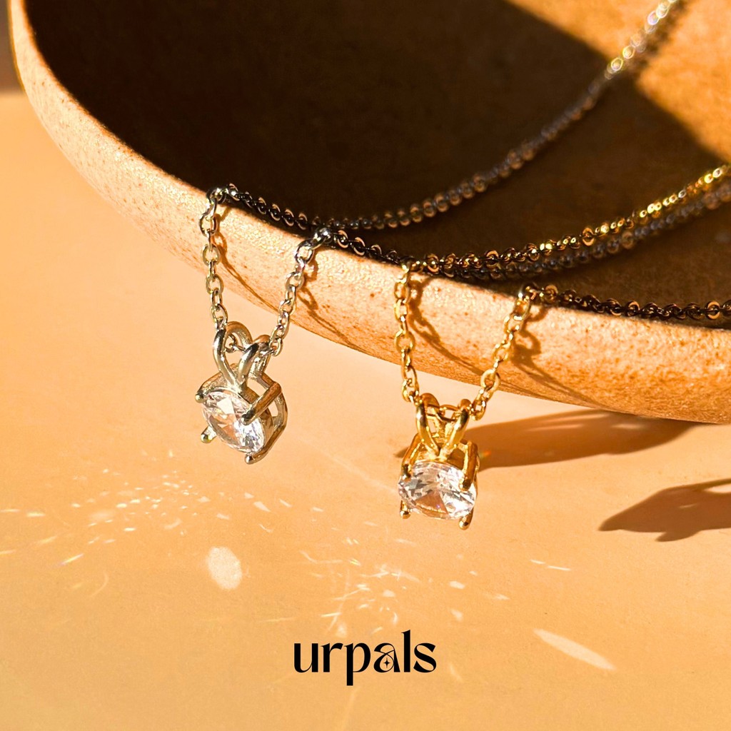 URPALS สร้อยคอ Stainless ชุบทอง 18K ฝังเพชร CZ เกรดคุณภาพสูง ใส่อาบน้ำ ออกกำลังกายได้ ขนาด 40+5cm