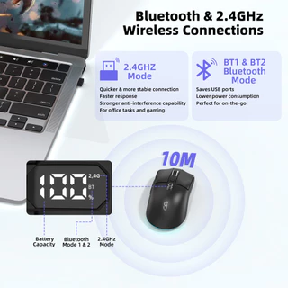 GOOJODOQ Lightweight Dual-mode Rechargeable Mouse 4 levels DIP Adjustable 6-Button Control RGB Light