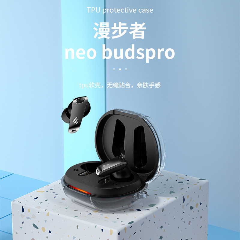 Stock ReadyTransparent Case เข้ากันได้กับ Edifier NeoBuds Pro/S TPU หูฟังปกอ่อนพร้อมตะขอ