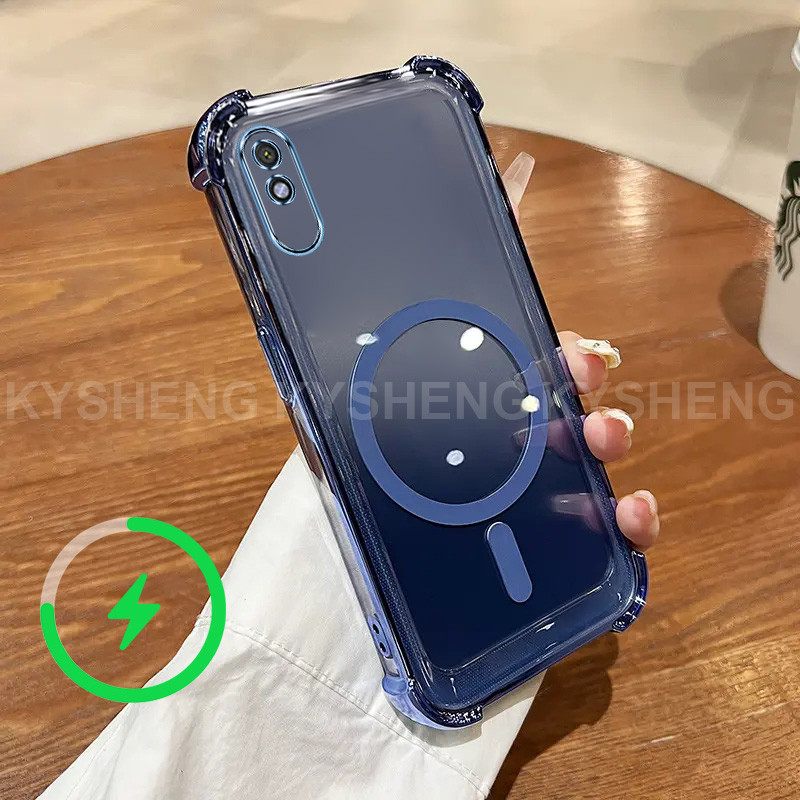สําหรับRedmi 9 9A 9T 9C 10A 10C 12Cเคสโทรศัพท์TPUชาร์จแม่เหล็กสี่มุมAnti Dropโปร่งใสSoft shell WBQ ราคา ถูกที่สุด ดีลบีเคเค แกลเลอรีภาพที่ 3