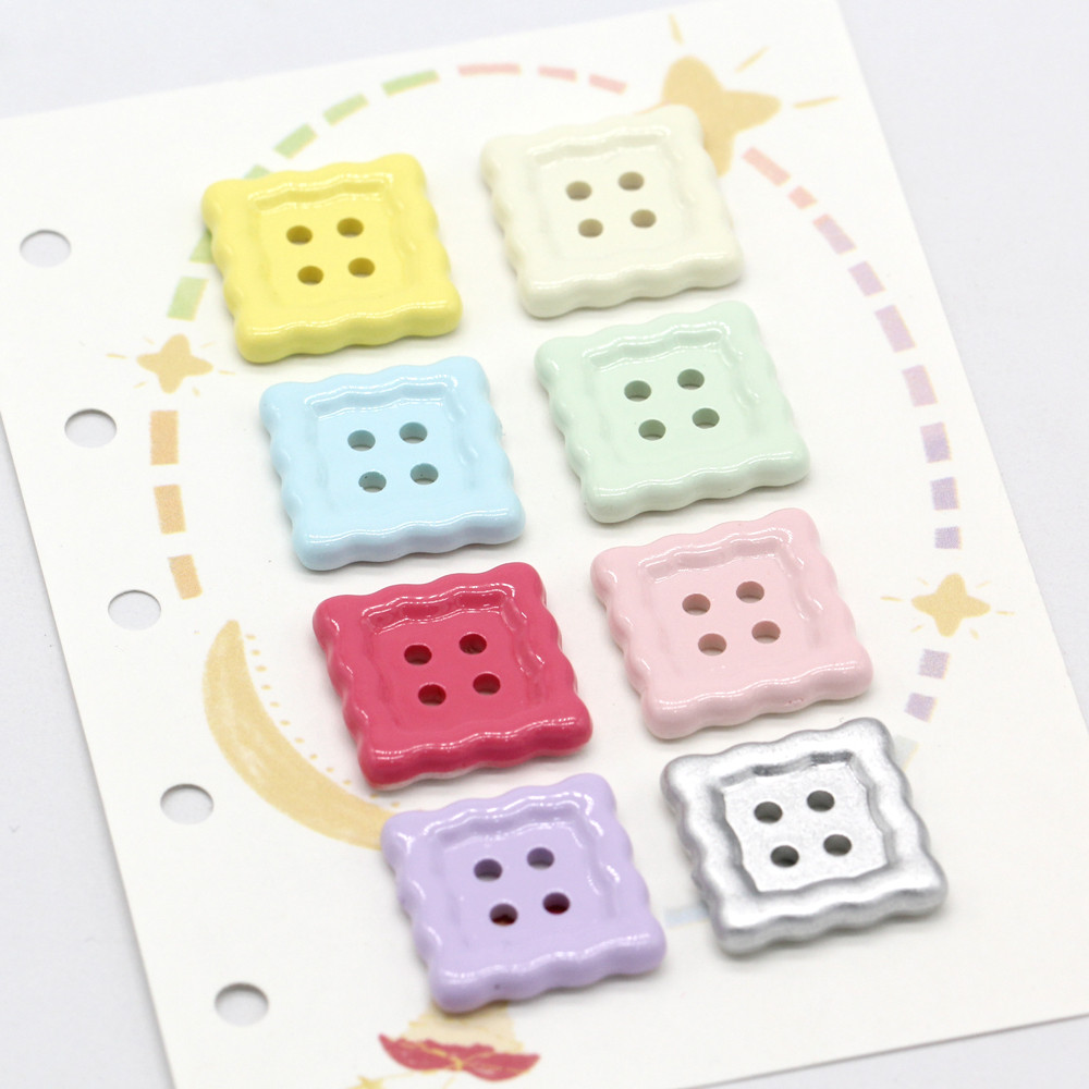 10 ชิ้น/เซ็ต 24 มม. INS Kawaii ปุ่มพลาสติกสี่เหลี่ยมสำหรับเสื้อผ้า แจ็คเก็ต ケース手机 シューズ DIY 手工艺