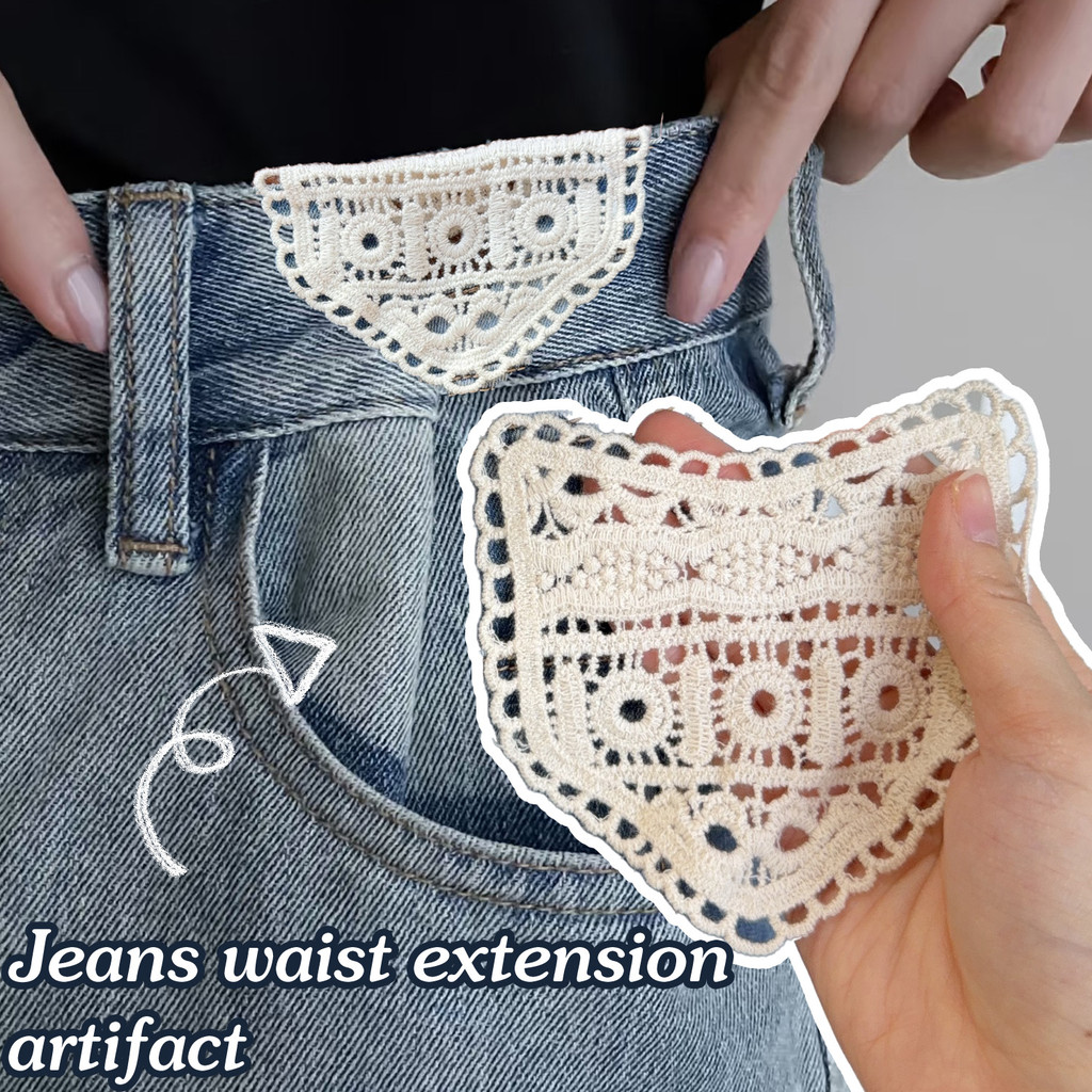 กางเกงยนส์เอว.Extension.Artifact-ผ้าฝ้ายสเบจเยบปกถчрรมย Applique แพทช์-DIY อปคณพเยบผา-สมรถหญงตงครรง 