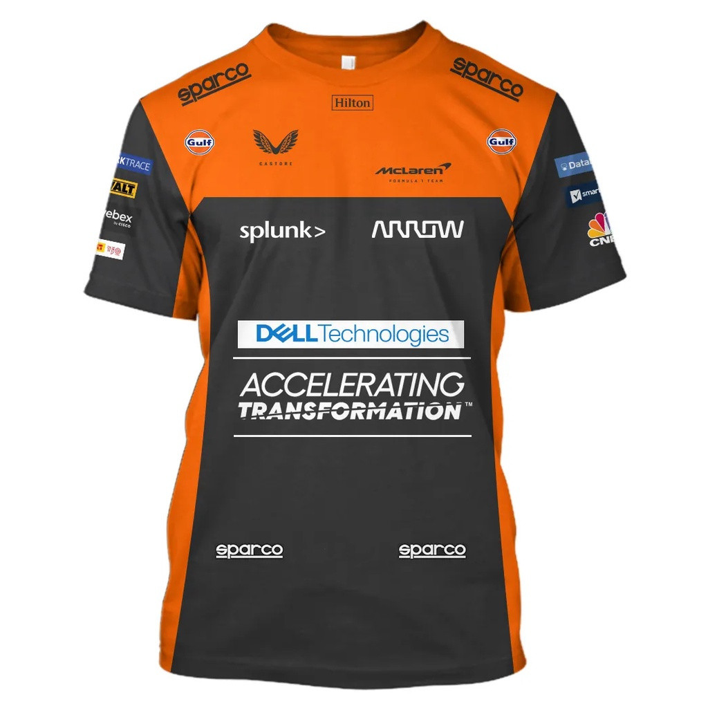 ร้อน เสื้อยืด F1 McLaren ทีมรถแข่งฟอร์มูล่า 1 พิมพ์ 3D Gulf แฟชั่นผู้ชายผู้หญิง เสื้อยืดคอวี เสื้อยืดเด็ก เจอร์ซีย์