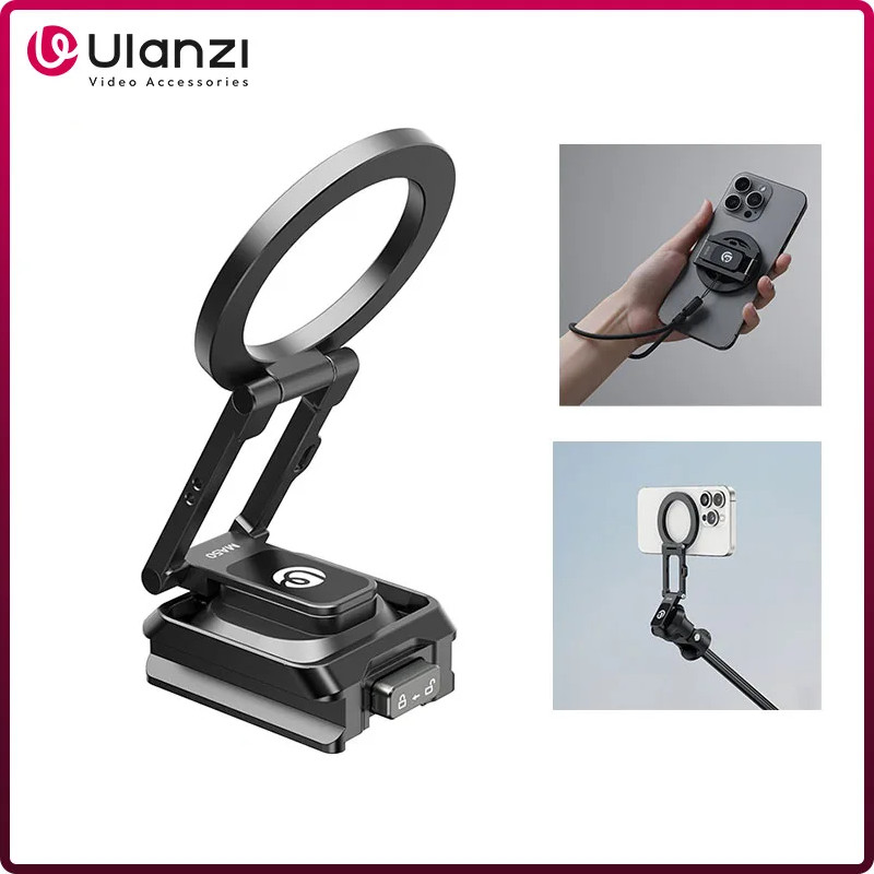 Ulanzi MA50 Uka ถือโทรศัพท์แม่เหล็กติดตั้งโทรศัพท์สำหรับ iPhone 16 15 14 13 สำหรับ 1/4 '' ขาตั้งแขนเ