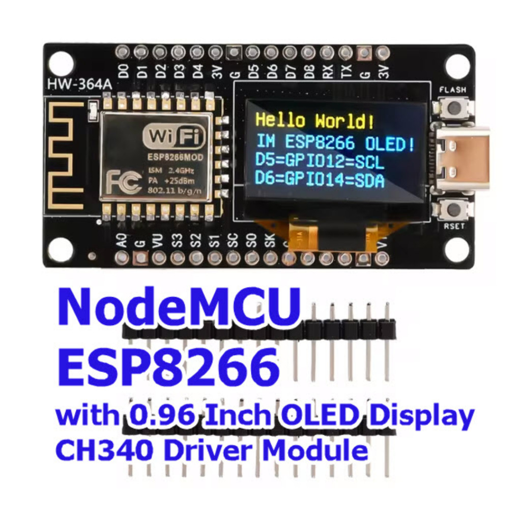 NodeMCU ESP8266 Development Board with 0.96 Inch OLED Display CH340 Driver Module