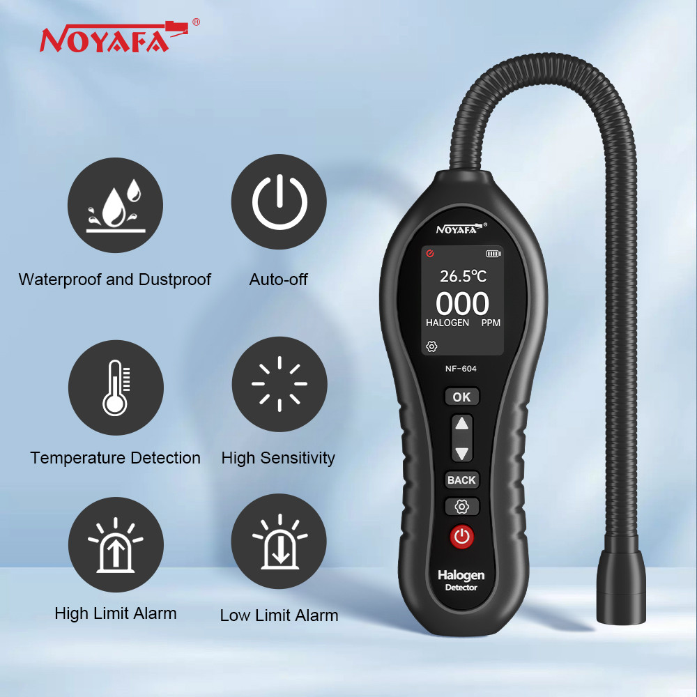 NOYAFA เครื่องตรวจจับก๊าซฮาโลเจน 0 ~ 1000PPM Range การตรวจจับการรั่วไหลของอุตสาหกรรมของ CFCS HCFCS