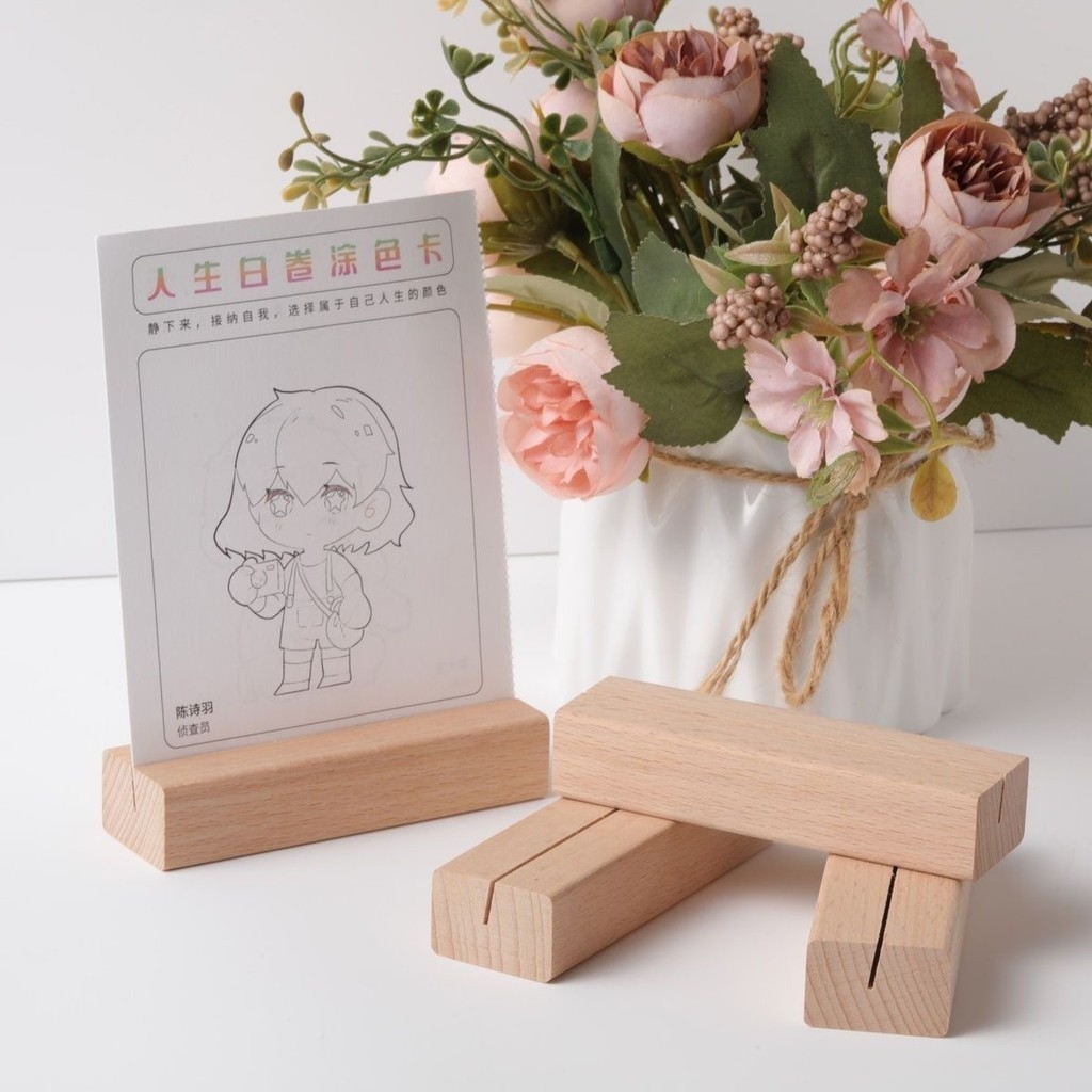 COZIIคลิปไม้หนีบรูปภาพ ป้ายชื่อ สําหรับตกแต่งโต๊ะ งานแต่งงาน ขาตั้งการ์ดปฏิทินรูปภาพ/ที่ใส่โน้ต ฐานไม้แข็งสำหรับใส่การ์ด