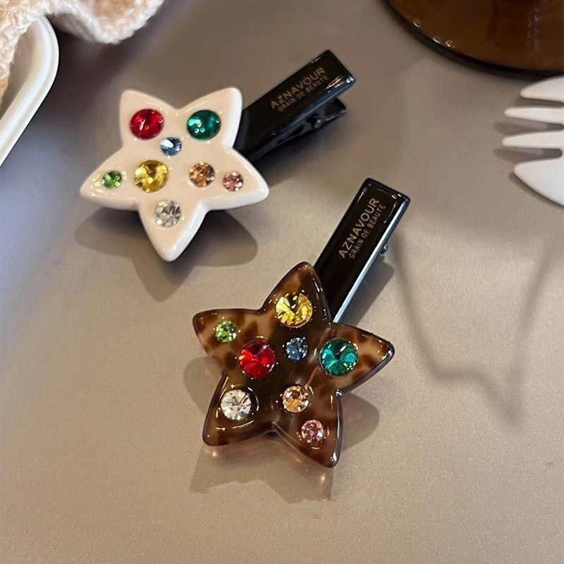 กิ๊บติดผมดาวอินเทรนด์สีสันสดใส Rhinestones Hairpin Duckbill คลิป